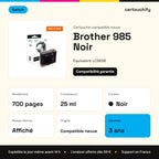 Brother 985 Cartouche Noir compatible équivalent à LC985B · Switch : caractéristiques