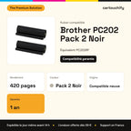 Brother PC202 Ruban Pack 2 Noir compatible équivalent à PC202RF : caractéristiques