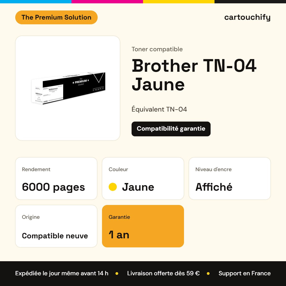 Brother TN-04 Toner Jaune compatible : caractéristiques