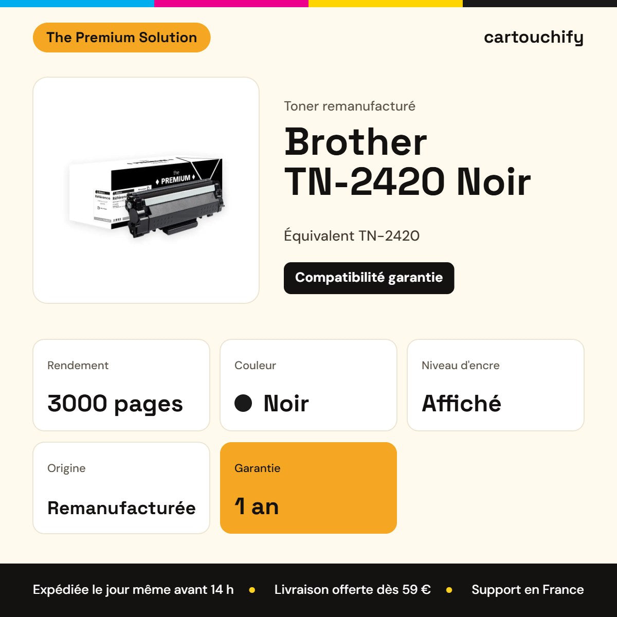 Brother TN-2420 Toner Noir remanufacturé : caractéristiques