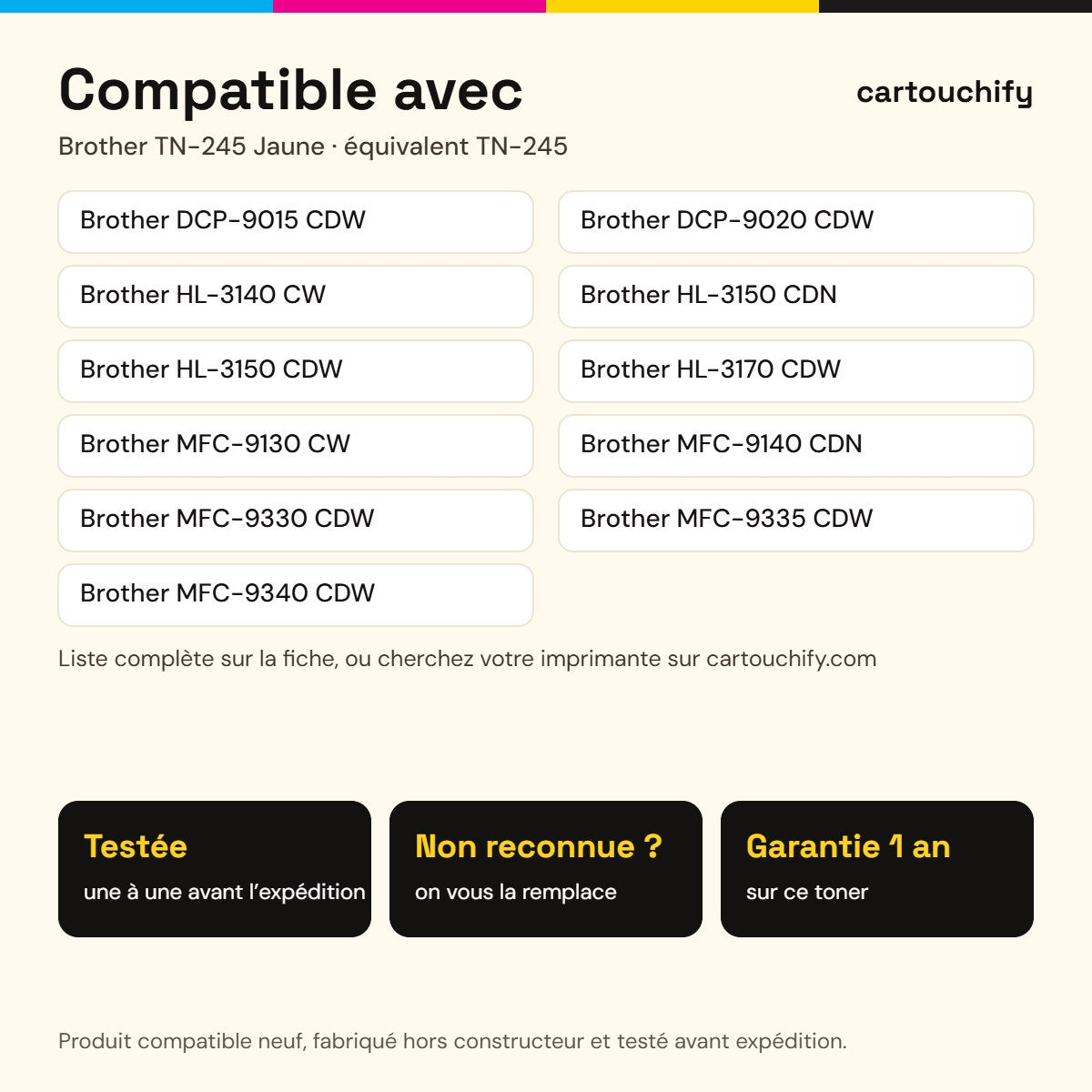 Imprimantes compatibles avec le toner Brother TN-245 Jaune