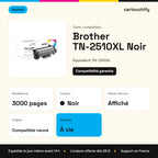 Brother TN-2510XL Noir Switch : rendement 3000 pages, garantie à vie