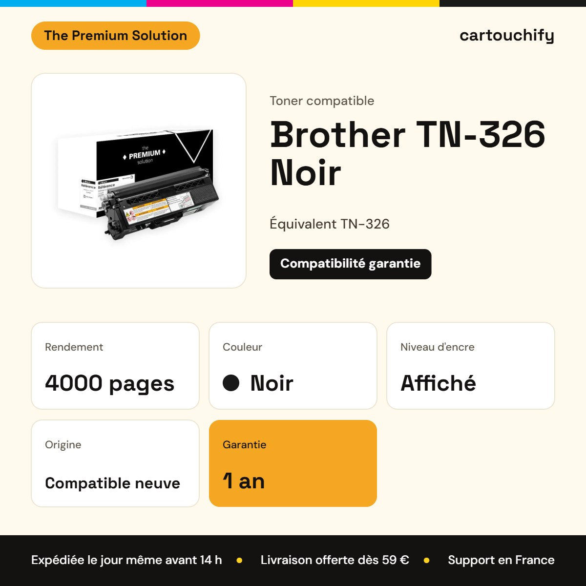 Brother TN-326 Toner Noir compatible : caractéristiques