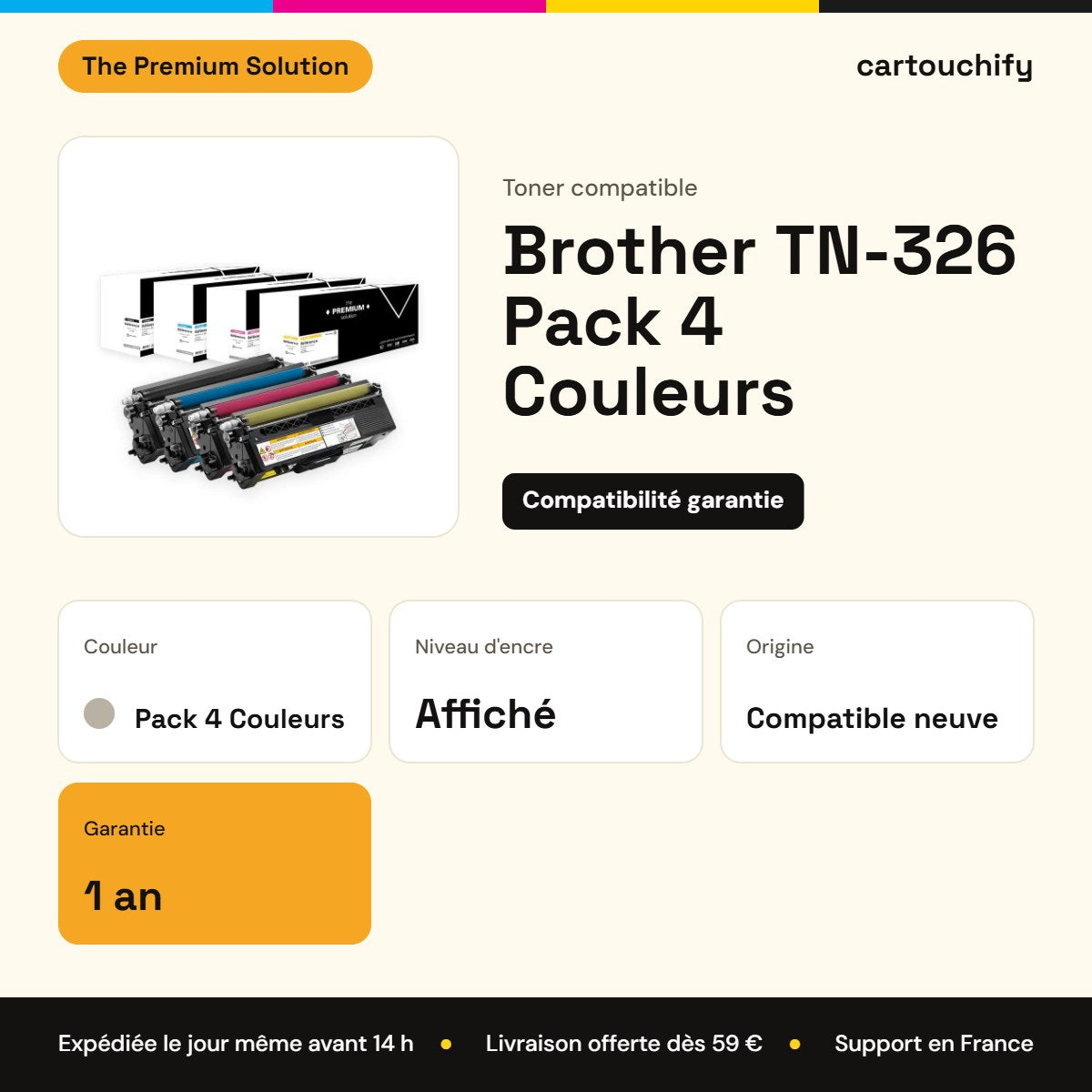 Brother TN-326 Toner Pack 4 Couleurs compatible : caractéristiques