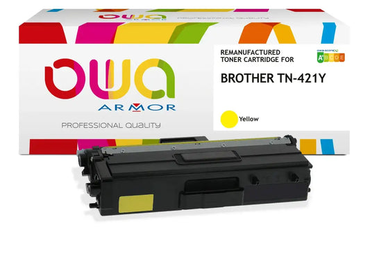 BROTHER TN-421Y - Cartouche laser compatible - Jaune - Toner remanufacturé OWA
