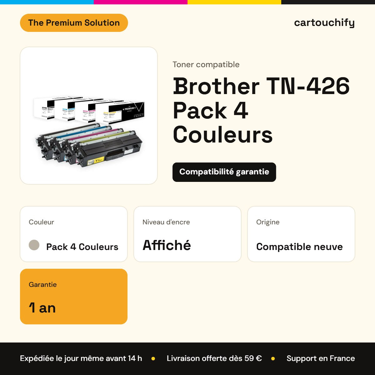 Brother TN-426 Toner Pack 4 Couleurs compatible : caractéristiques