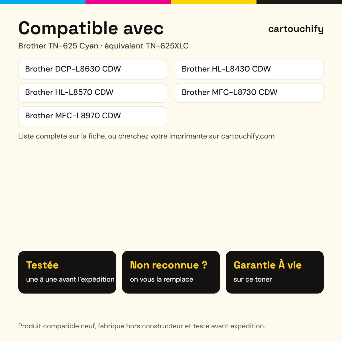 Imprimantes compatibles avec Brother TN-625 Toner Cyan compatible équivalent à TN625C · Switch