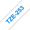 Brother TZE-253, Ruban titreuse Bleu sur Blanc compatible, The Premium Solution