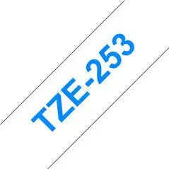Brother TZE-253, Ruban titreuse Bleu sur Blanc compatible, The Premium Solution