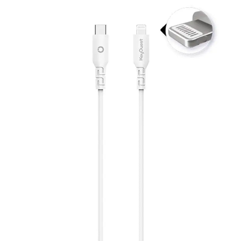 Câble eKOgreen recyclé USB-C/Lightning 2.4A - 3m - Blanc