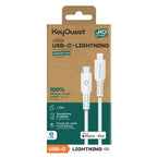 Câble eKOgreen recyclé USB-C/Lightning 3A / 60W - 1,20m - Blanc