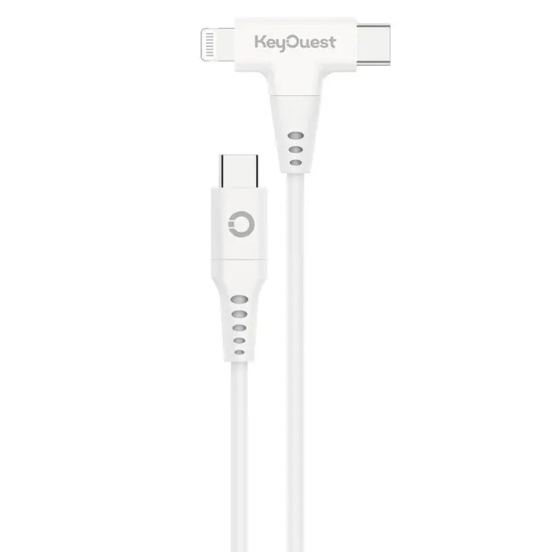 Câble eKOgreen recyclé USB-C/Lightning (MFi 2 en 1) 3A - 1,20m - Blanc