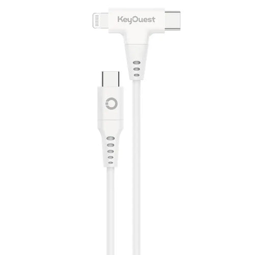 Câble eKOgreen recyclé USB-C/Lightning (MFi 2 en 1) 3A - 1,20m - Blanc