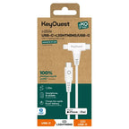 Câble eKOgreen recyclé USB-C/Lightning (MFi 2 en 1) 3A - 1,20m - Blanc