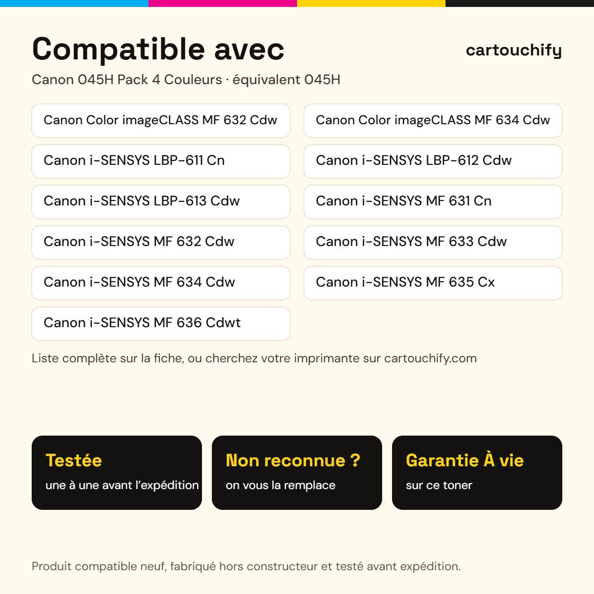 Imprimantes compatibles avec Canon 045H Toner Pack 4 Couleurs compatible · Switch