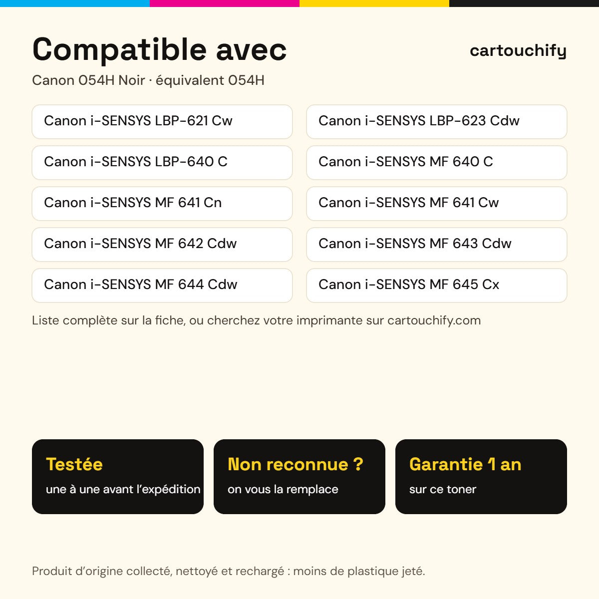 Imprimantes compatibles avec Canon 054H Toner Noir remanufacturé équivalent à 3028C002