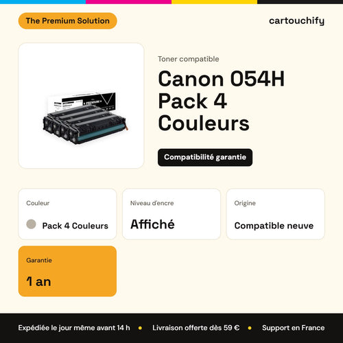 Canon 054H Pack 4 Couleurs The Premium Solution : garantie 1 an