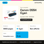 Canon 055H Toner Cyan compatible puce OEM équivalent à 3019C002 · Switch : caractéristiques