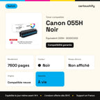 Canon 055H Toner Noir compatible puce OEM équivalent à 3020C002 · Switch : caractéristiques