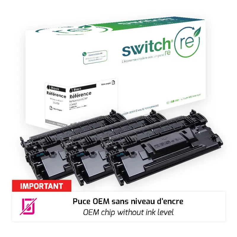 Canon 056H Toner Pack 3 Noir remanufacturé puce OEM équivalent à 3008C002 · Switch RE
