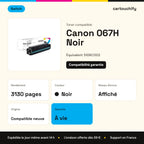 Canon 067H Noir Switch : rendement 3130 pages, garantie à vie