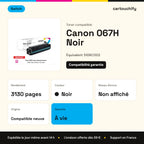 Canon 067H Noir Switch : rendement 3130 pages, garantie à vie