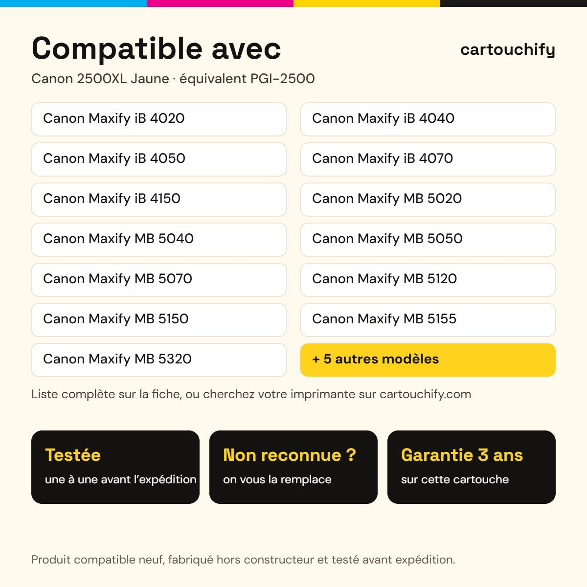 Imprimantes compatibles avec Canon 2500XL Cartouche Jaune compatible équivalent à PGI-2500, 9267B001 · Switch