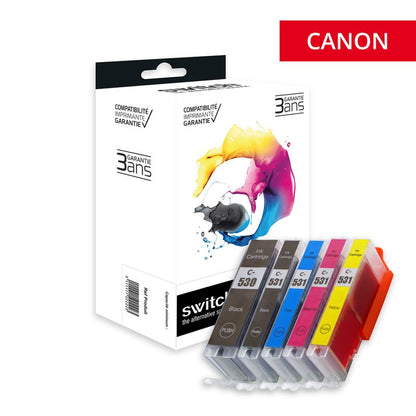 Cartouche compatible Canon PGI-530, CLI-531 Pack 5 Couleurs