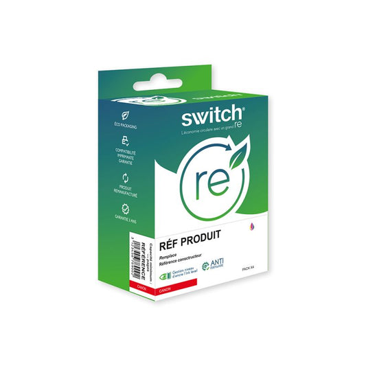Switch RE Canon 545XL / 546XL PG545XL / CL546XL Pack 4 Couleurs 1B-1CMY