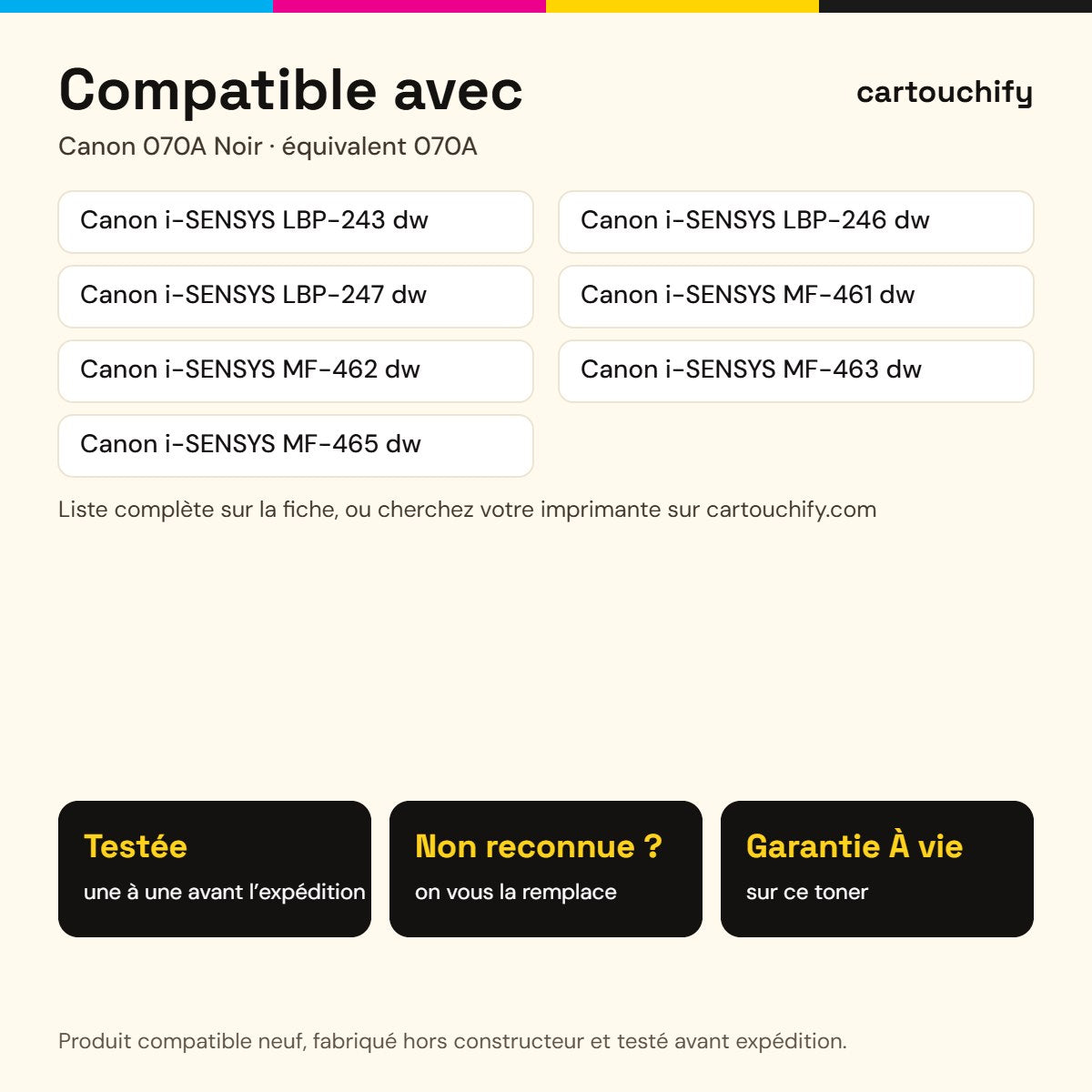 Imprimantes compatibles avec Canon 070A Toner Noir compatible équivalent à 5639C002 · Switch