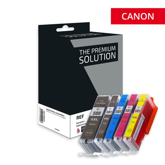 Cartouche compatible Canon PG 580XXL, CLI 581XXL  Pack 5 Couleurs