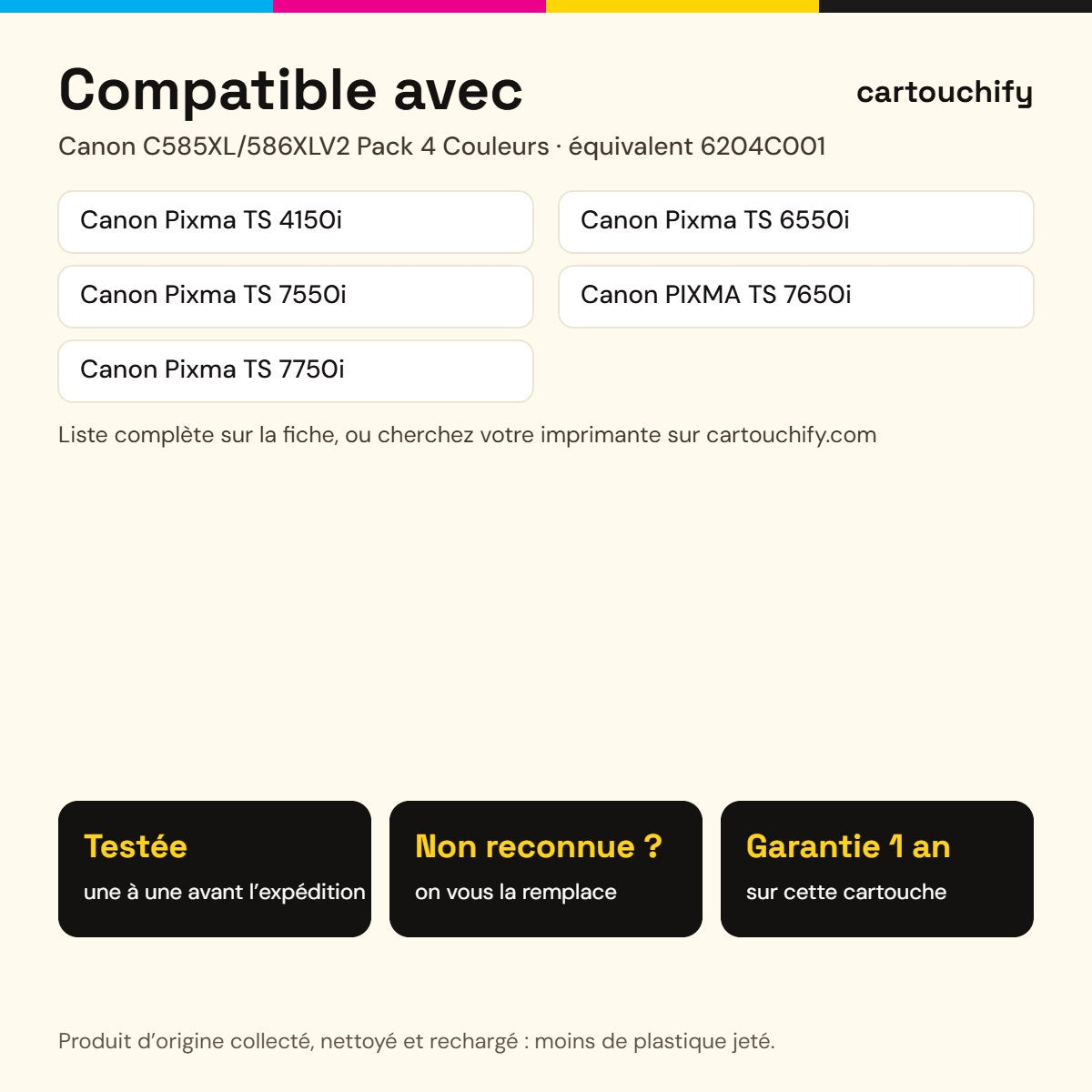 Imprimantes compatibles avec la cartouche Canon C585XL/586XLV2 Pack 4 Couleurs