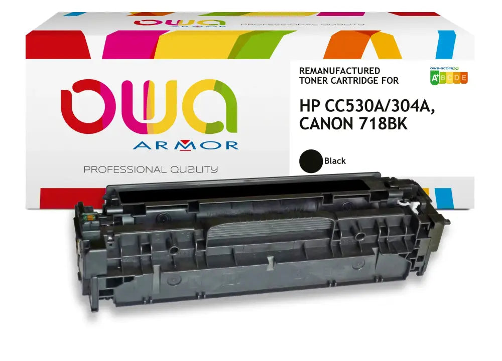 CANON 718BK HP CC530A - Cartouche laser compatible - Noir - Toner remanufacturé OWA
