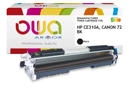 CANON 729 BK HP CE310A - Cartouche laser compatible - Noir - Toner remanufacturé OWA