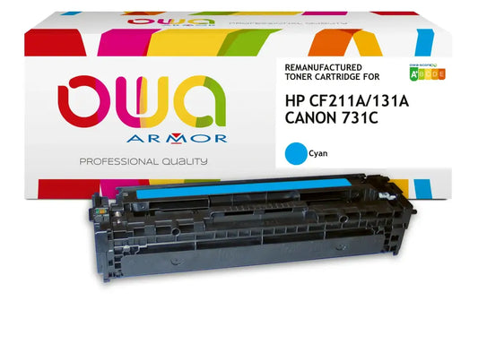 CANON 731C HP CF211A - Cartouche laser compatible - Cyan - Toner remanufacturé OWA
