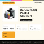 Canon GI-50 Pack 4 Couleurs The Premium Solution : 135 ml - 70 ml, garantie 1 an