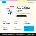 Canon 551XL Cartouche Cyan compatible équivalent à CLI551CXL, 6444B001 · Switch : caractéristiques