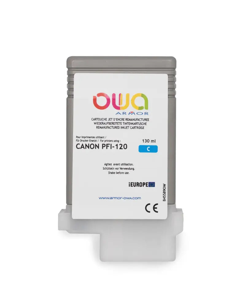 CANON PFI-120 - Cartouche compatible traceur - Cyan - Jet d’encre remanufacturé OWA