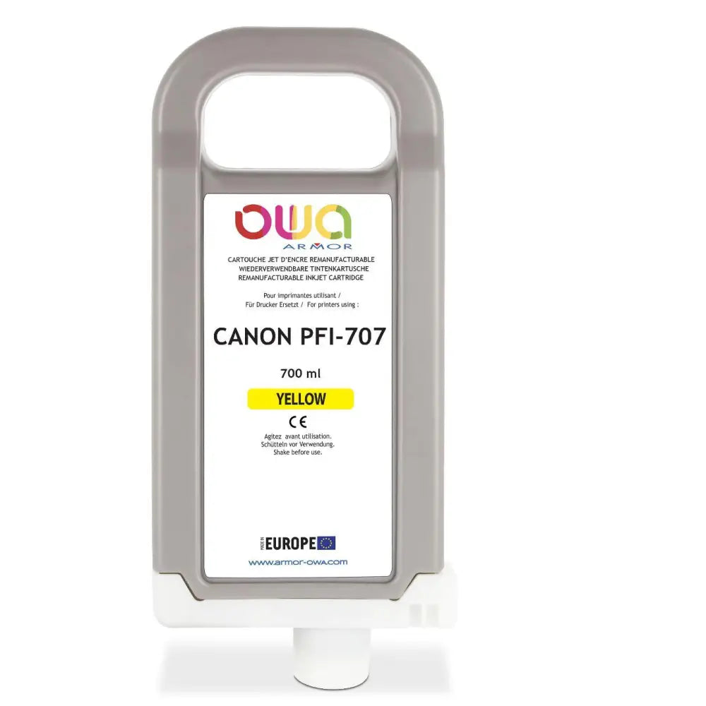 CANON PFI-707 - Cartouche compatible traceur - Jaune - Jet d’encre remanufacturé OWA