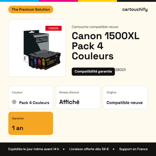 Canon 1500XL Pack 4 Couleurs The Premium Solution : garantie 1 an