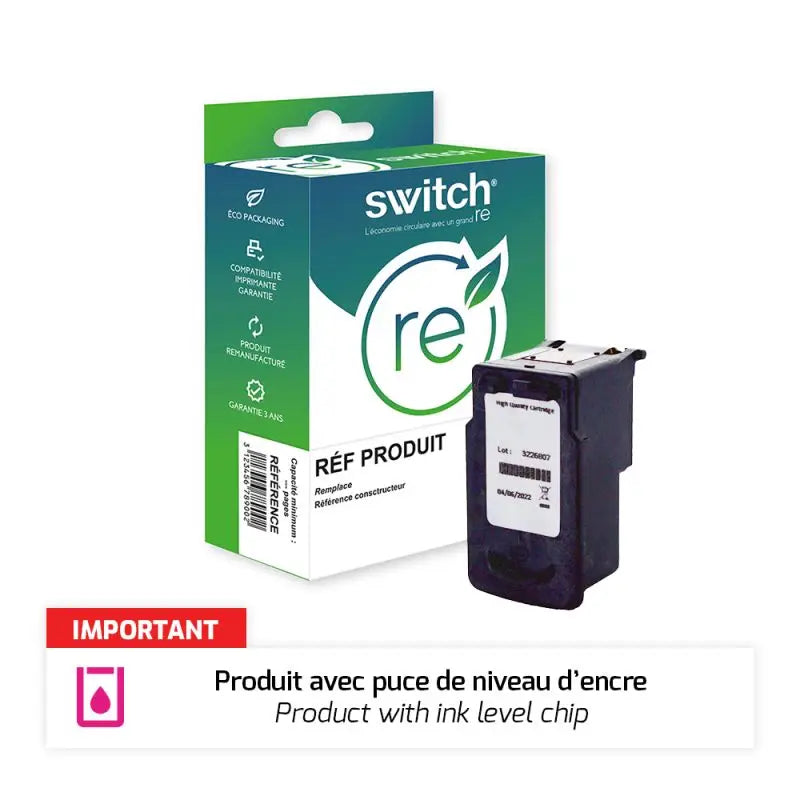 Canon PG 540XL, Cartouche Noir remanufacturé Switch RE