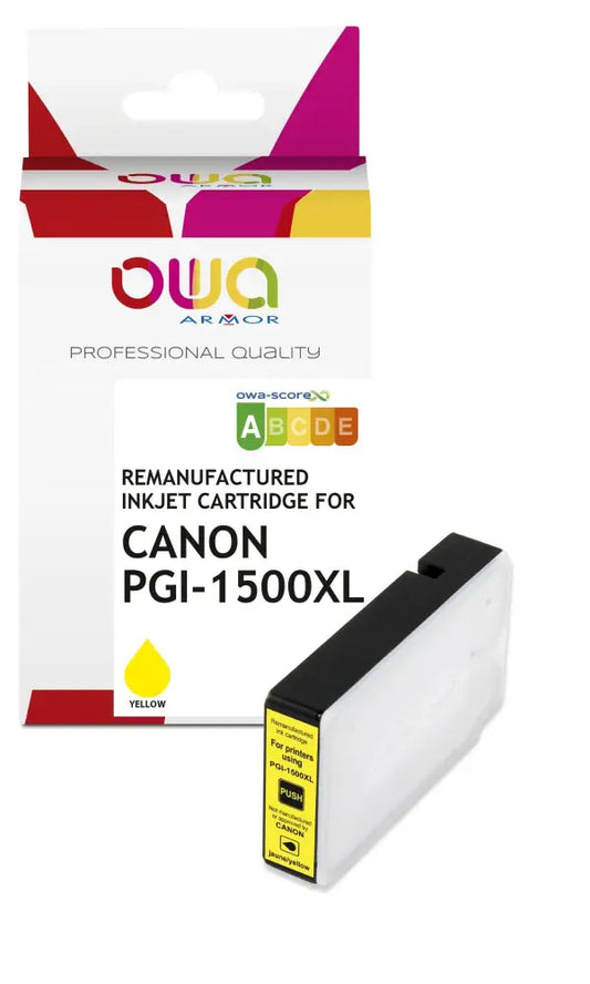 CANON PGI-1500XL - Cartouche compatible - haute capacité - Jaune - Jet d’encre remanufacturé OWA