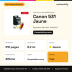 Canon 531 Cartouche Jaune compatible équivalent à CLI-531Y, 6121C001 : caractéristiques