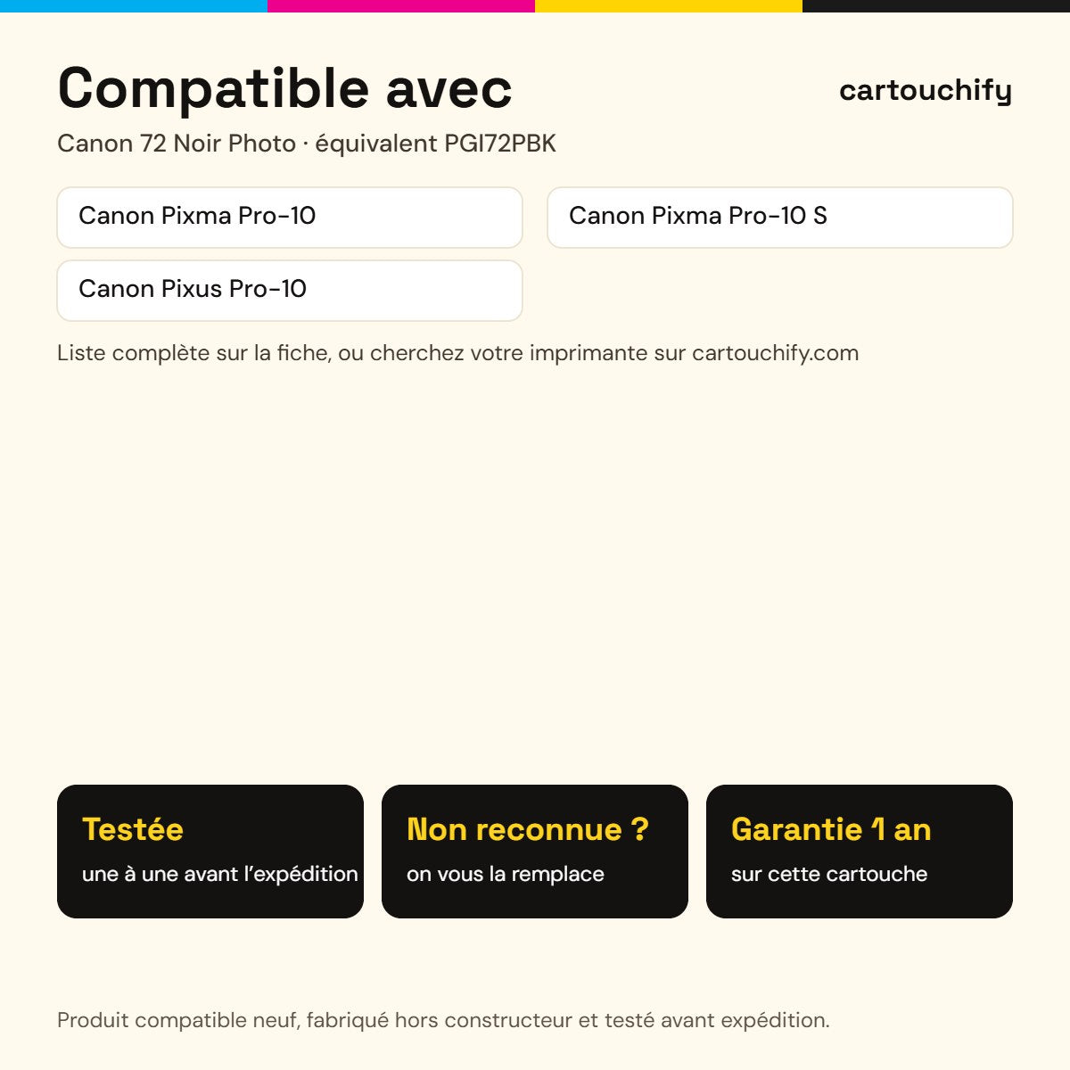 Imprimantes compatibles avec Canon 72 Cartouche Photo Noir compatible équivalent à PGI72PBK, 6403B001