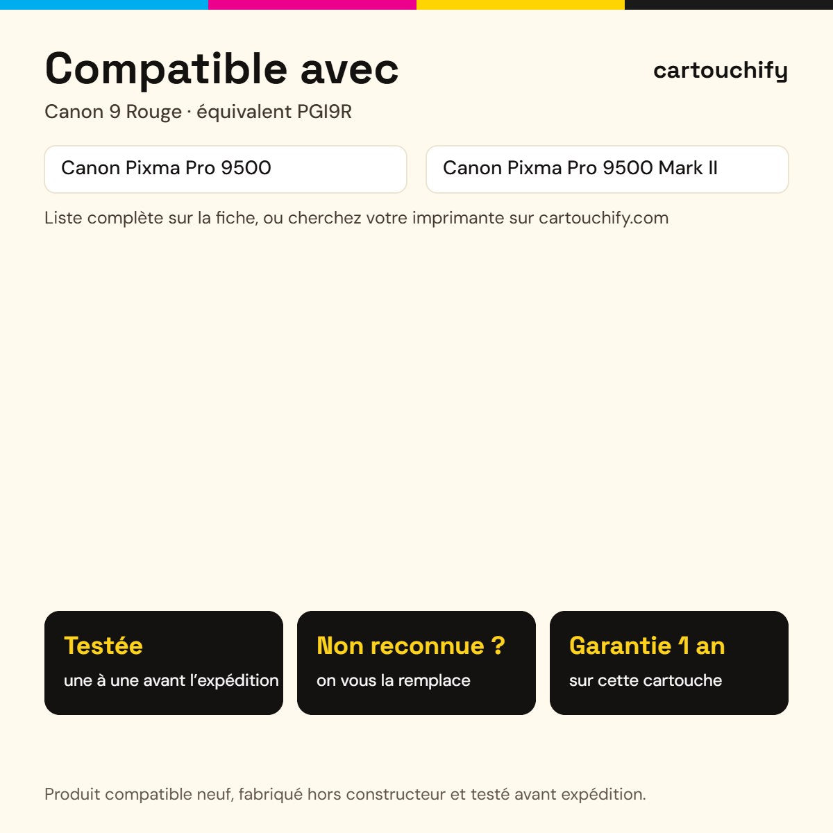 Imprimantes compatibles avec Canon 9 Cartouche Red compatible équivalent à PGI9R, 1040B001