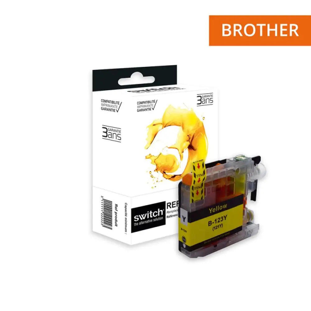 Cartouche compatible Brother LC121/LC123 Jaune - Jet d’encre Switch