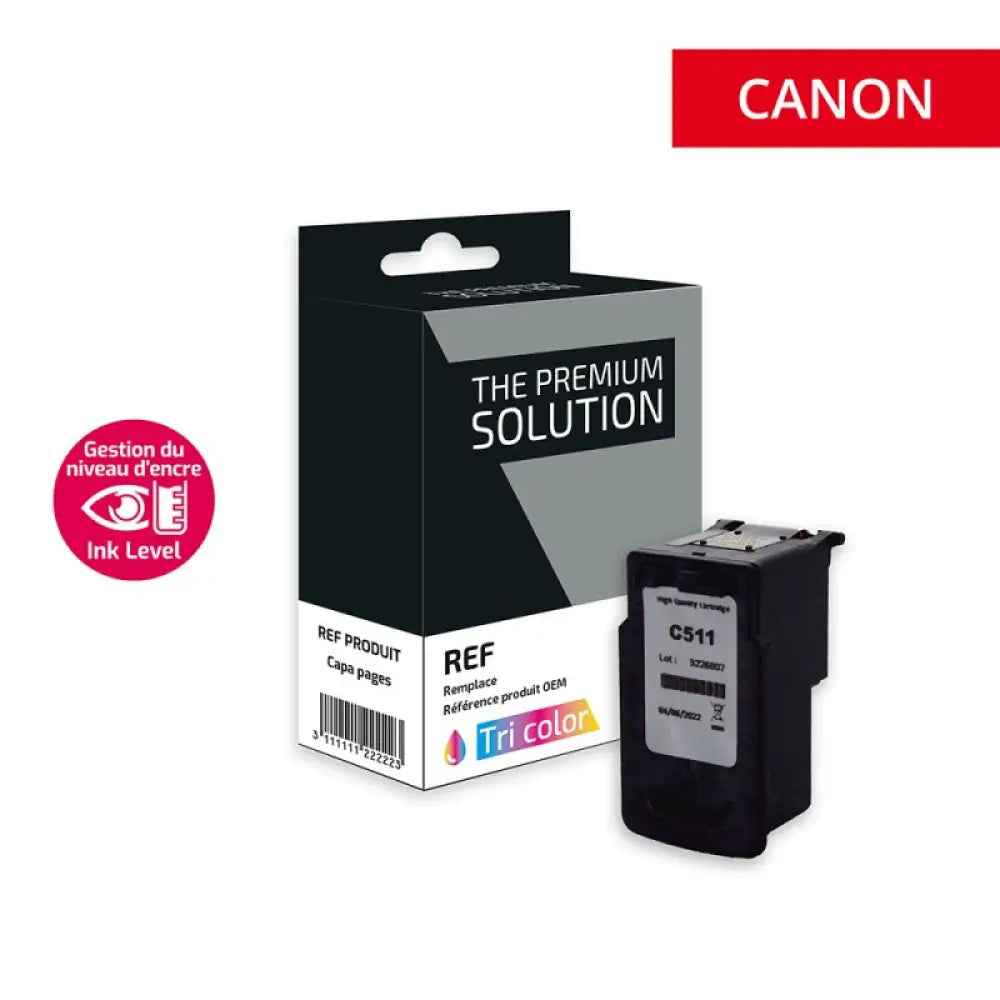 Cartouche compatible Canon CL 511 - 3 Couleurs avec niveaux d’encre - Jet remanufacturé The Premium Solution