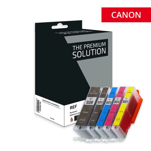 Cartouche compatible Canon PGI-530 CLI-531 Pack 5 Couleurs - Jet d’encre The Premium Solution