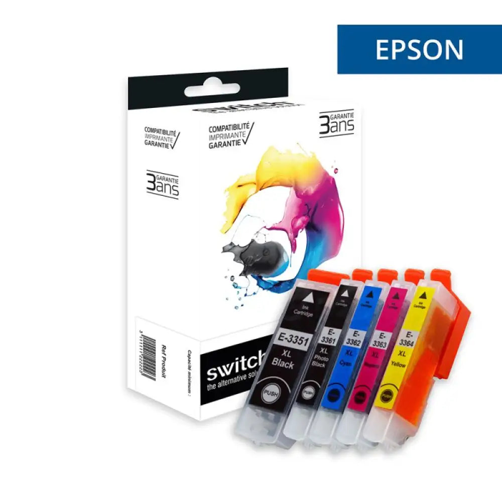 Cartouche compatible EPSON 33XL T3357 - ORANGE Pack 5 Couleurs - Jet d’encre Switch
