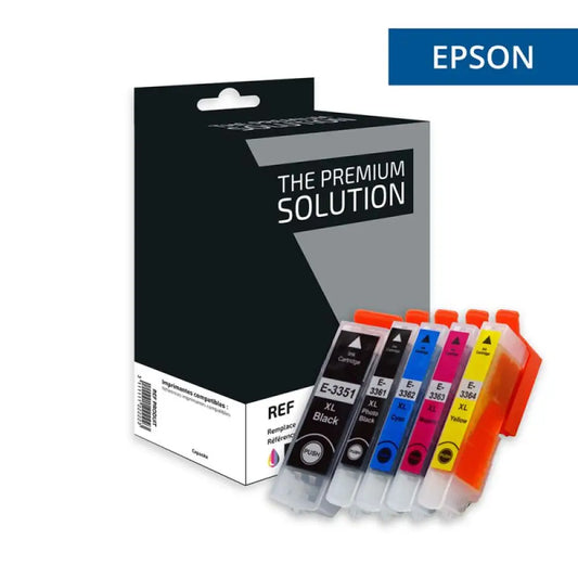 Cartouche compatible Epson 33XL T3357 - ORANGE Pack 5 couleurs - Jet d’encre The Premium Solution